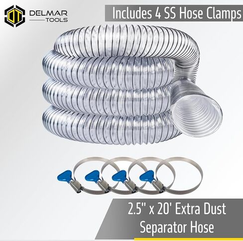 خرطوم تجميع المكنسة الكهربائية والغبار مقاس 2.5 بوصة × 20 قدمًا، يتضمن 4 مشابك خرطوم، يوسع مدى وصول مكنستك الكهربائية، تصميم متين ومرن in Kuwait