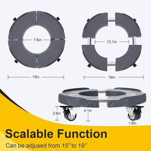 W B D WEIBIDA Trash Can Dolly Wheels Adjustable 15-19 Inch Round Dolly with 4 Wheels Drum Dolly Heavy Duty 440lbs Keg Dolly Large Barrel Dolly Multi Functional Rolling Dolly Cart Plant Dolly in Saudi Arabia
