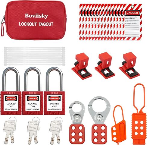 The Boviisky Lockout Tagout Kit Electrical Loto - Safety Padlock, Lockout hasp, Clamp on Circuit Breaker Lockout, Lockout Tagout Tag and Zip Tie. in Saudi Arabia