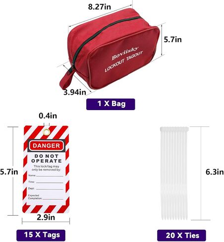 The Boviisky Lockout Tagout Kit Electrical Loto - Safety Padlock, Lockout hasp, Clamp on Circuit Breaker Lockout, Lockout Tagout Tag and Zip Tie. in Saudi Arabia