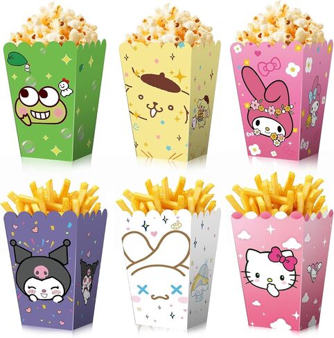 Kitty Party Popcorn Boxes/Bucket - 24 PCS Popcorn Bags for Party Cool Popcorn Bowl kitty and friends Party Favors-Popcorn Containers Popcorn Boxes for Kids Birthday Decorations- 6 Pattern in Saudi Arabia