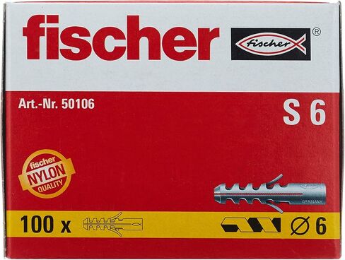 Fischer S6 Nylon Wall Anchor 6x30 mm (7/32" x 1-3/16") (100 Pcs) in Kuwait
