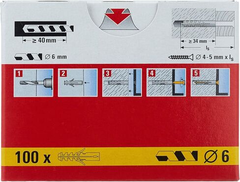 Fischer S6 Nylon Wall Anchor 6x30 mm (7/32" x 1-3/16") (100 Pcs) in Kuwait