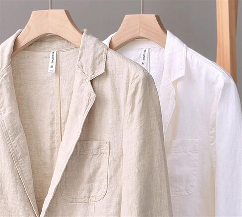Men's Linen Blazer Lightweight Suit Jackets Two Buttons Casual Sport Coat in Saudi Arabia