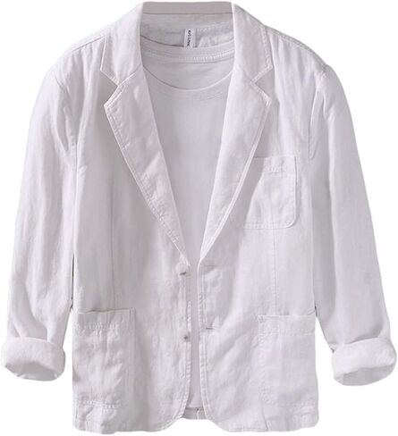 Men's Linen Blazer Lightweight Suit Jackets Two Buttons Casual Sport Coat in Saudi Arabia