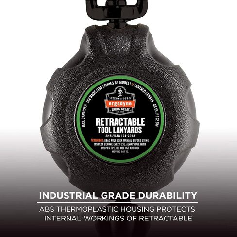 Ergodyne Squids 3001 Retractable Tool Lanyard with Carabiner Mount and Loop Attachment End, Tool Weight Capacity 2 lbs,Black in Saudi Arabia