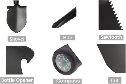 Whitecloud TRANSFORMING HOMES® Multitool Mini Outdoor Camping Folding مجرفة متعددة الوظائف المحمولة أداة ترسيخ خفيفة الوزن للمشي لمسافات طويلة في الهواء الطلق مع غطاء SH07 أسود (حزمة من 1) in Saudi Arabia