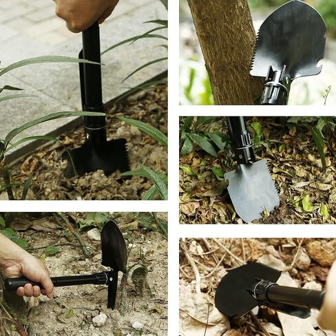 Whitecloud TRANSFORMING HOMES® Multitool Mini Outdoor Camping Folding مجرفة متعددة الوظائف المحمولة أداة ترسيخ خفيفة الوزن للمشي لمسافات طويلة في الهواء الطلق مع غطاء SH07 أسود (حزمة من 1) in Saudi Arabia