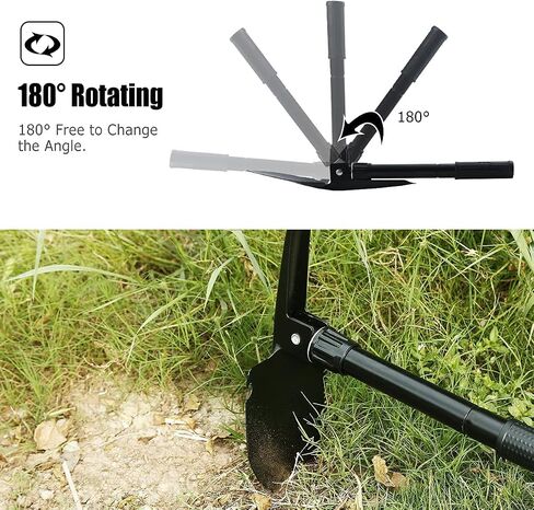 Whitecloud TRANSFORMING HOMES® Multitool Mini Outdoor Camping Folding مجرفة متعددة الوظائف المحمولة أداة ترسيخ خفيفة الوزن للمشي لمسافات طويلة في الهواء الطلق مع غطاء SH07 أسود (حزمة من 1) in Saudi Arabia