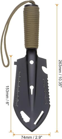 Multifunctional Camping Shovel 9 in 1 Multi-Purpose Backpacking Shovels with Carrying Bag for Outdoor Camping Hiking, Black Khaki in Saudi Arabia