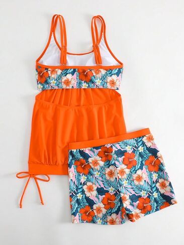 طقم تانكيني نسائي من قطعتين من Milumia ذو طباعة استوائية برباط in Kuwait