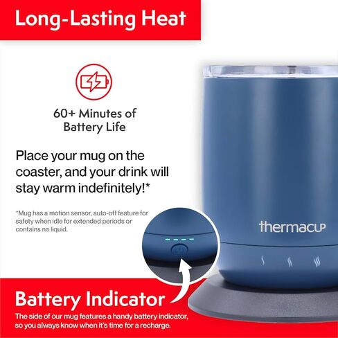 Self-Heating Temperature Controlled Coffee Mug with Lid, Led Electric Smart Cup, 3 Custom Heat Settings, Auto/Off Feature, Keeps Liquids Warm, Sip Smarter (Ocean Blue – 10 oz). in Saudi Arabia