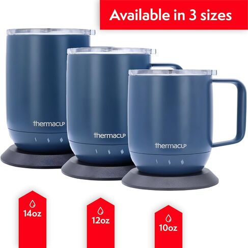 Self-Heating Temperature Controlled Coffee Mug with Lid, Led Electric Smart Cup, 3 Custom Heat Settings, Auto/Off Feature, Keeps Liquids Warm, Sip Smarter (Ocean Blue – 10 oz). in Saudi Arabia