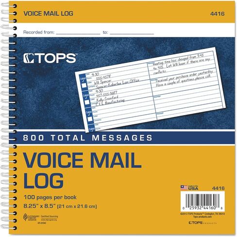 TOPS 4416 Voice Message Log Book, 800 Messages, 8-1/2-Inch x8-1/4-Inch , White in Saudi Arabia