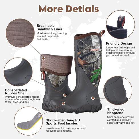 Showave Rain Boots for Women Waterproof Insulated Rubber Neoprene Boots Durable Mud Boots for Farming Raining Gardening Chore Work in Saudi Arabia