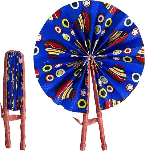 in Ghana Colorful Ankara African Print Handheld Bolga Folding Fan With Leather Handles Handheld African Fabric Folding Fan (Fan C) in Saudi Arabia