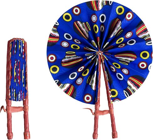 in Ghana Colorful Ankara African Print Handheld Bolga Folding Fan With Leather Handles Handheld African Fabric Folding Fan (Fan C) in Saudi Arabia