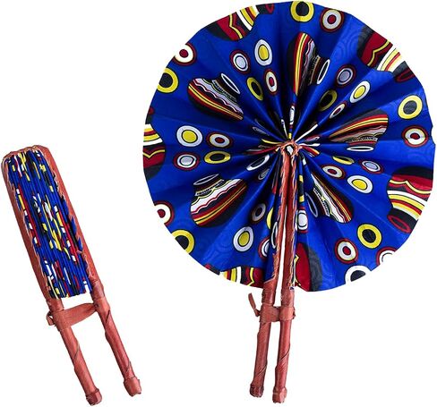 in Ghana Colorful Ankara African Print Handheld Bolga Folding Fan With Leather Handles Handheld African Fabric Folding Fan (Fan C) in Saudi Arabia