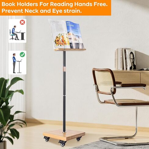 حامل كتب دوار، حامل كتب بارتفاع وزاوية قابلة للتعديل للقراءة بدون استخدام اليدين، حامل كتب كبير جدًا للكتب المدرسية الثقيلة، حامل قراءة دوار للكتاب السميك (15.4 × 11 بوصة) in Kuwait
