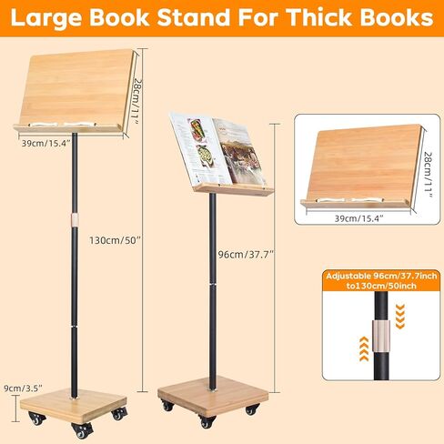 حامل كتب دوار، حامل كتب بارتفاع وزاوية قابلة للتعديل للقراءة بدون استخدام اليدين، حامل كتب كبير جدًا للكتب المدرسية الثقيلة، حامل قراءة دوار للكتاب السميك (15.4 × 11 بوصة) in Kuwait