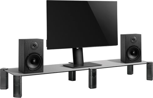 Mount Plus MP-AMS-12 شاشة طويلة جدًا مقاس 40 بوصة من الزجاج المقسى ارتفاع قابل للتعديل | رافعة شاشة مزدوجة | حامل منظم سطح المكتب متعدد الأغراض للكمبيوتر والكمبيوتر المحمول ومكبرات الصوت in Kuwait