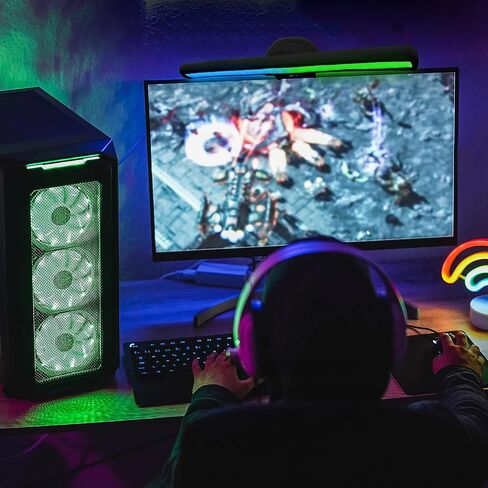 شريط إضاءة LED متعدد الألوان من مونستر، يعمل مع أجهزة الكمبيوتر المحمول/المكتبي، زر بسيط للطاقة، أوضاع اللون/السطوع، يقلل الوهج من الشاشة، تركيب سريع بنفسك مع مشبك تثبيت سهل in Kuwait