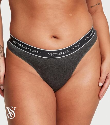 Victoria's Secret Cotton Logo Thong Panty Pack, Underwear for Women, 5 Pack, Spring Mix (L) in Saudi Arabia