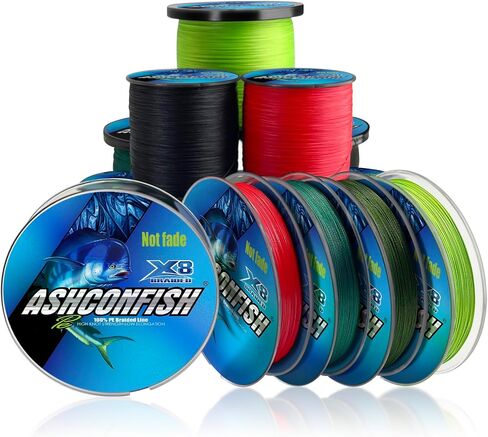 Ashconfish Braided Fishing Line Color Never Fade 8 Strands Super Strong PE Fishing Line Abrasion Resistant Fishing Wire Zero Stretch 6lb to 300lb in Saudi Arabia