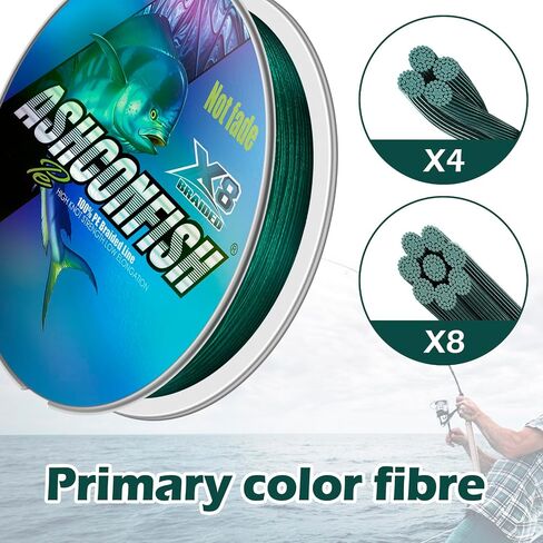 Ashconfish Braided Fishing Line Color Never Fade 8 Strands Super Strong PE Fishing Line Abrasion Resistant Fishing Wire Zero Stretch 6lb to 300lb in Saudi Arabia