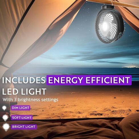 مروحة فقاعات محمولة لعربة الأطفال، مروحة سفر قابلة لإعادة الشحن، مشبك على مروحة عربة الأطفال للسرير والسيارة وجهاز المشي والدراجة، مروحة محمولة صغيرة مع 3 إعدادات للسرعة والإضاءة بالإضافة إلى دوران 360 درجة - أسود in Kuwait