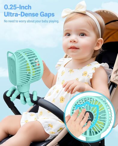 Portable Stroller Fan, LED Display, 4 Speeds, Flexible Tripod Clip On Fan Blow Cold Air, 30dB Quiet Handheld Desk Cooling Baby Fan for Car Seat Crib Bike Treadmill (3 Inches Pink) in Saudi Arabia