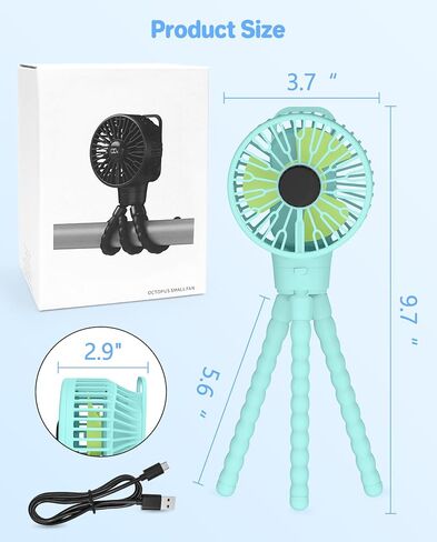 Portable Stroller Fan, LED Display, 4 Speeds, Flexible Tripod Clip On Fan Blow Cold Air, 30dB Quiet Handheld Desk Cooling Baby Fan for Car Seat Crib Bike Treadmill (3 Inches Pink) in Saudi Arabia