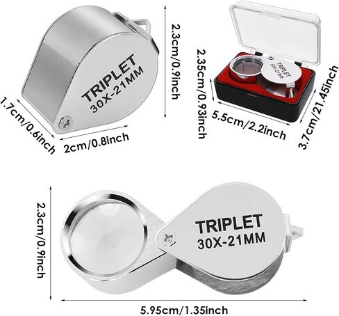 Prasacco 2 Pcs Jewelers Loupe, 20X 30X Jewelers Magnifying Glass Pocket Jewelers Eye Loupe Jewelry Eye Loop for Jewelers Gems Diamonds Plants Coins in Saudi Arabia