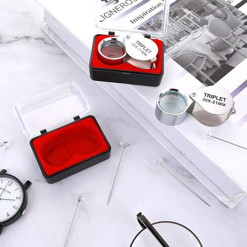 Prasacco 2 Pcs Jewelers Loupe, 20X 30X Jewelers Magnifying Glass Pocket Jewelers Eye Loupe Jewelry Eye Loop for Jewelers Gems Diamonds Plants Coins in Saudi Arabia