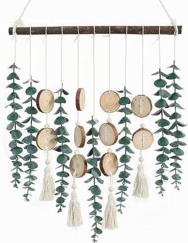 Artificial Eucalyptus Wall Decor Fake Greenery Leaves Stems Wall Hanging Plants on 16.5 inch Wooden Stick Boho Rustic Farmhouse Decor for Bedroom Kitchen Dining Room Bathroom Wedding Nursery Office in Saudi Arabia
