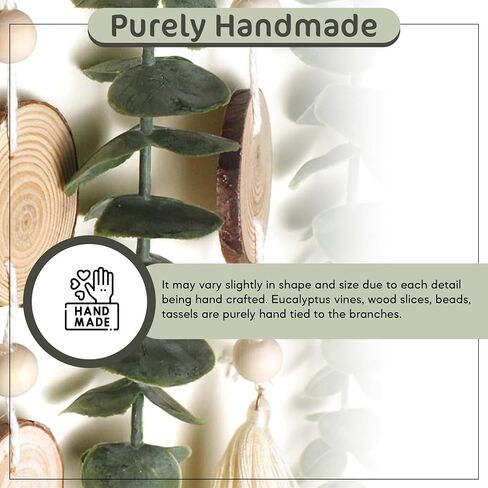 Artificial Eucalyptus Wall Decor Fake Greenery Leaves Stems Wall Hanging Plants on 16.5 inch Wooden Stick Boho Rustic Farmhouse Decor for Bedroom Kitchen Dining Room Bathroom Wedding Nursery Office in Saudi Arabia