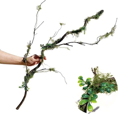 43 inches Moss Twig Vines Artificial Trees Branches Jungle Climber Fake Greenery Twigs Trunk with Greenery for Home Decor Garden Landscape Hanging Reptile Habitat Decor (Green - Pack of 1) in Saudi Arabia