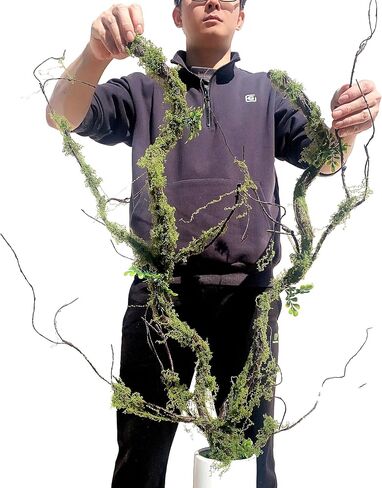 43 inches Moss Twig Vines Artificial Trees Branches Jungle Climber Fake Greenery Twigs Trunk with Greenery for Home Decor Garden Landscape Hanging Reptile Habitat Decor (Green - Pack of 1) in Saudi Arabia