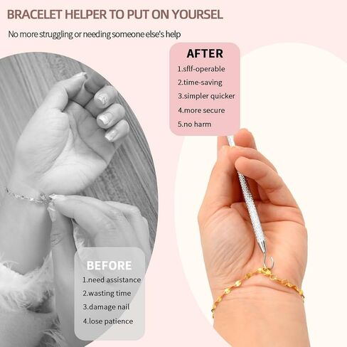 قطعتان من خطاف أداة مساعد السوار، مساعد السوار، أداة مساعدة في الارتداء، أداة مساعد السوار المعدني لقلادة وساعة السوار ومشابك وسحابات لتعديل الحرف اليدوية (فضي وذهبي وردي) in Kuwait