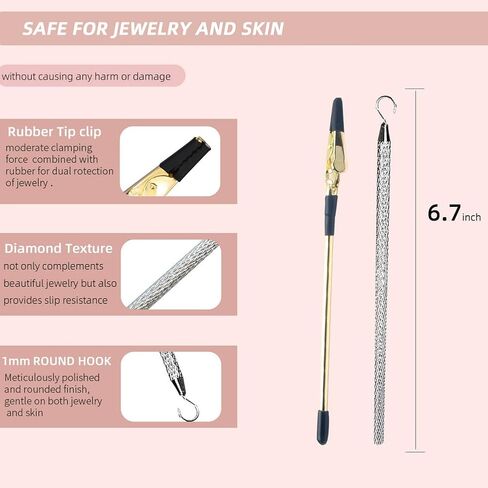 قطعتان من خطاف أداة مساعد السوار، مساعد السوار، أداة مساعدة في الارتداء، أداة مساعد السوار المعدني لقلادة وساعة السوار ومشابك وسحابات لتعديل الحرف اليدوية (فضي وذهبي وردي) in Kuwait