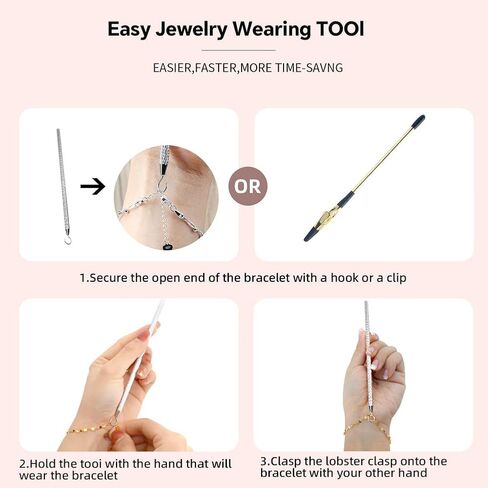 قطعتان من خطاف أداة مساعد السوار، مساعد السوار، أداة مساعدة في الارتداء، أداة مساعد السوار المعدني لقلادة وساعة السوار ومشابك وسحابات لتعديل الحرف اليدوية (فضي وذهبي وردي) in Kuwait