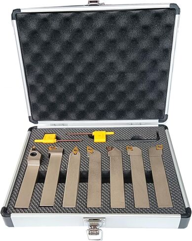 حوامل دوارة مطلية بالنيكل مقاس 3/4 بوصة، 7 مجموعات من حوامل أدوات الخراطة باستخدام الحاسب الآلي مع إدراجات كربيد قابلة للفهرسة لتحويل خيوط القطع والحز in Kuwait