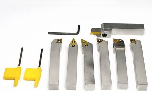 حوامل دوارة مطلية بالنيكل مقاس 3/4 بوصة، 7 مجموعات من حوامل أدوات الخراطة باستخدام الحاسب الآلي مع إدراجات كربيد قابلة للفهرسة لتحويل خيوط القطع والحز in Kuwait