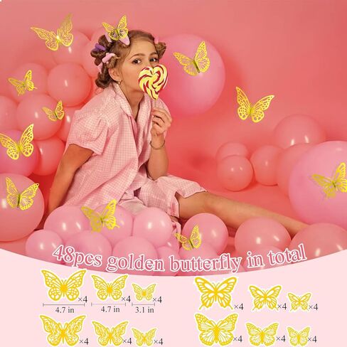 198 قطعة من دبابيس باقة الورد للزهور ومجموعة ملصقات الفراشة الذهبية ثلاثية الأبعاد ودبابيس الماس الزهرية وترتيبات الزهور لمستلزمات حفلات الزفاف في عيد الأم in Kuwait