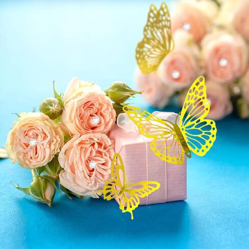 198 قطعة من دبابيس باقة الورد للزهور ومجموعة ملصقات الفراشة الذهبية ثلاثية الأبعاد ودبابيس الماس الزهرية وترتيبات الزهور لمستلزمات حفلات الزفاف في عيد الأم in Kuwait