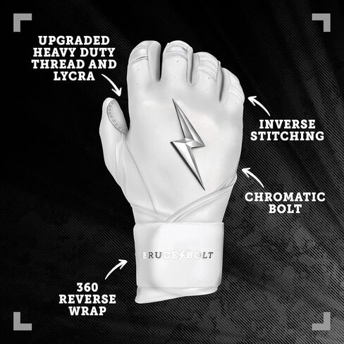 BRUCE BOLT Chrome Series Long Cuff Batting Gloves - Multiple Colors - Adult & Youth Sizes in Saudi Arabia