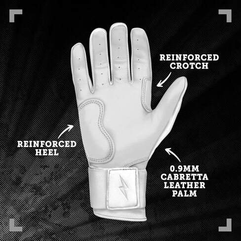 BRUCE BOLT Chrome Series Long Cuff Batting Gloves - Multiple Colors - Adult & Youth Sizes in Saudi Arabia