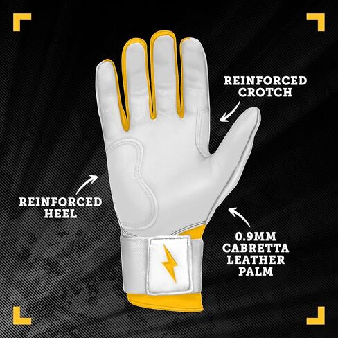 BRUCE BOLT Chrome Series Long Cuff Batting Gloves - Multiple Colors - Adult & Youth Sizes in Saudi Arabia