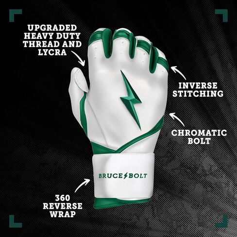 BRUCE BOLT Chrome Series Long Cuff Batting Gloves - Multiple Colors - Adult & Youth Sizes in Saudi Arabia