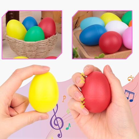 POPLAY 8PCS Plastic Egg Shakers Set, Percussion Instruments Musical Egg Maracas Easter Egg for Kids Toys Music Learning DIY Painting in Saudi Arabia